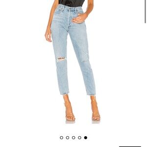 High-Rise Light Blue Distressed Women's Jeans